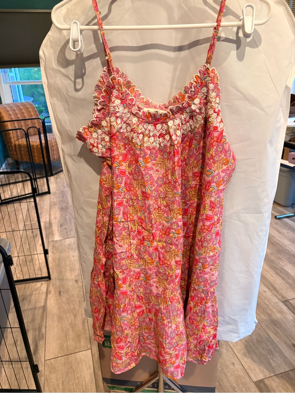 Natural Life' Pink Floral Sundress with Smocked Neckline